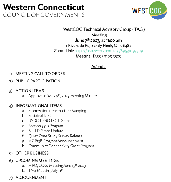 WestCOG TAG Agenda