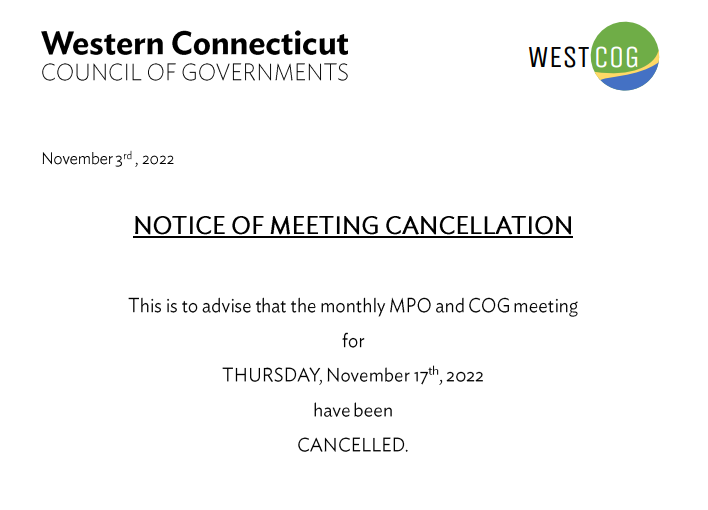 west cog mtg canceled