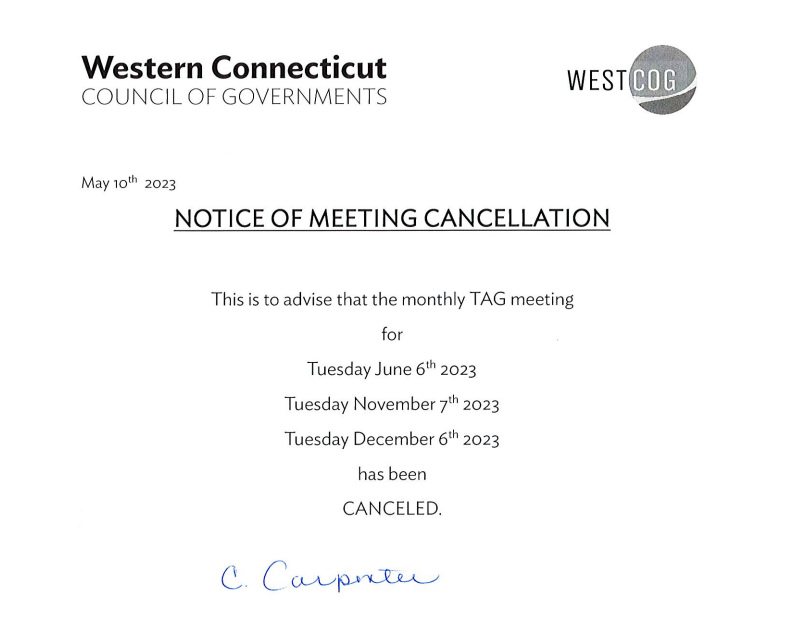 WestCOG TAG Canceled