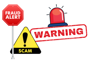 Warning, faud, scam symbols