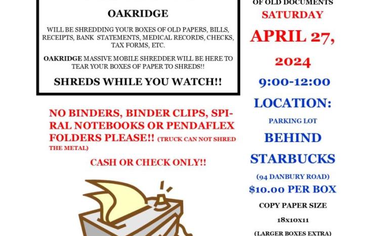Ridgefield Lions Club Spring Shred Event 2024